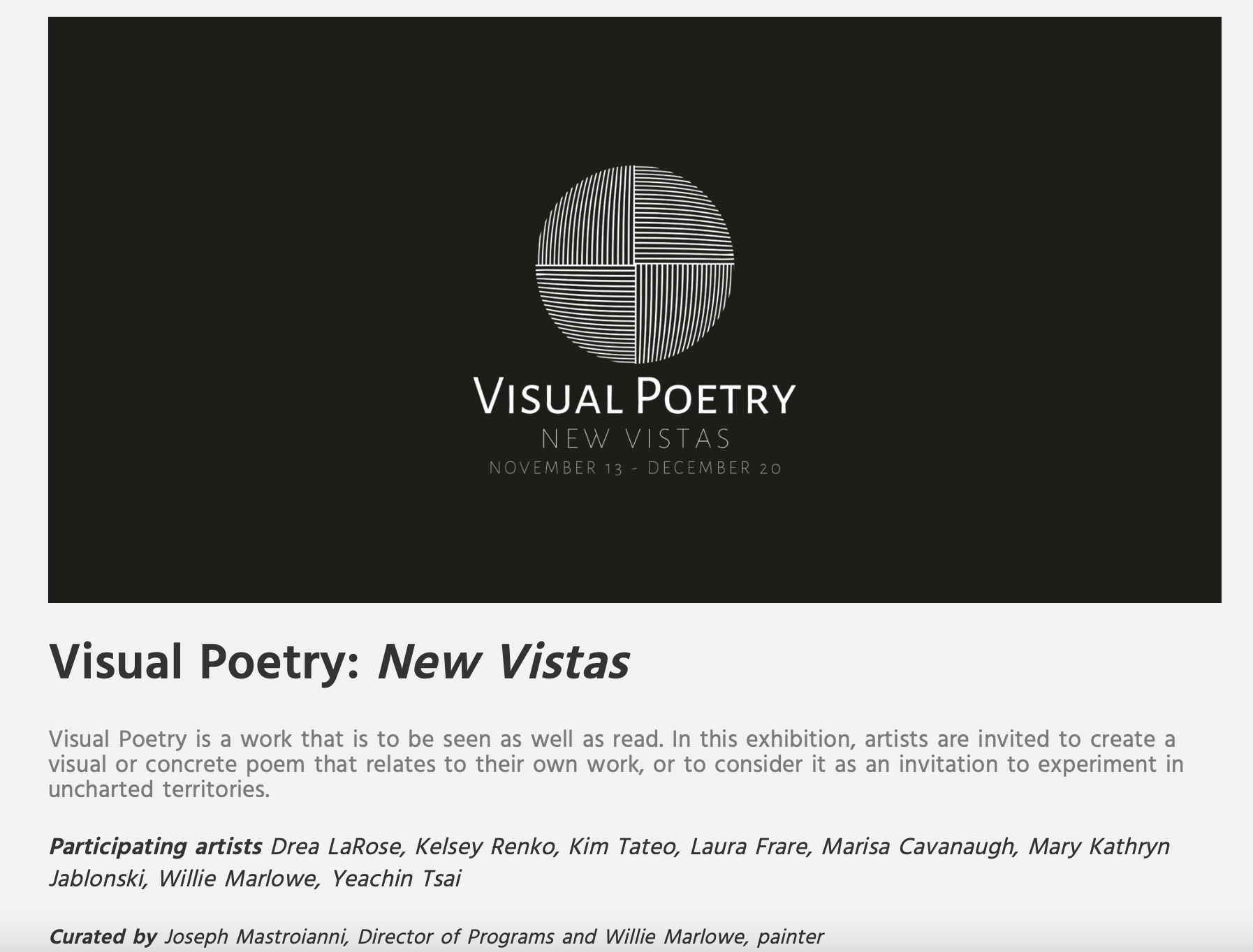 Visual Poetry – Group Show in Capital Region